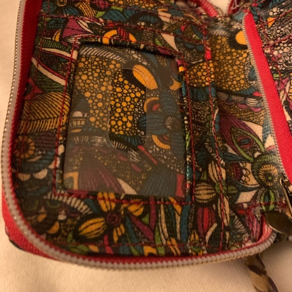 ❤️Sakroots Women's Multicolor Wallet with Detachable Handle Red Brown Design - Picture 5 of 10